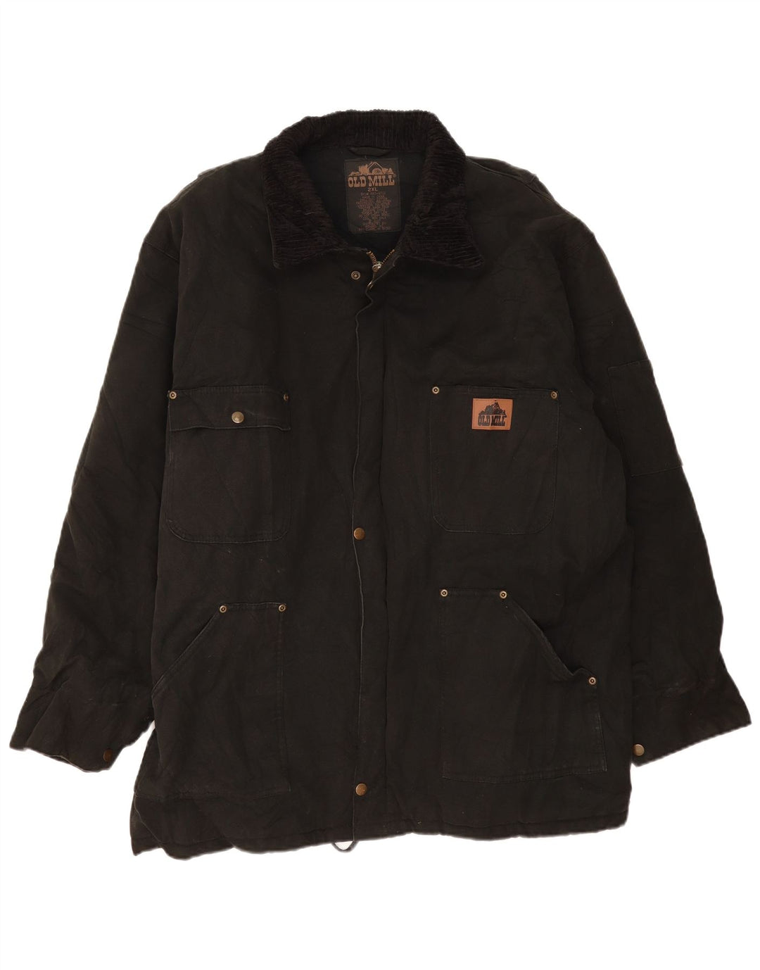 Old Mill Herren-Windbreaker-Jacke, UK 44, 2XL, schwarze Baumwolle