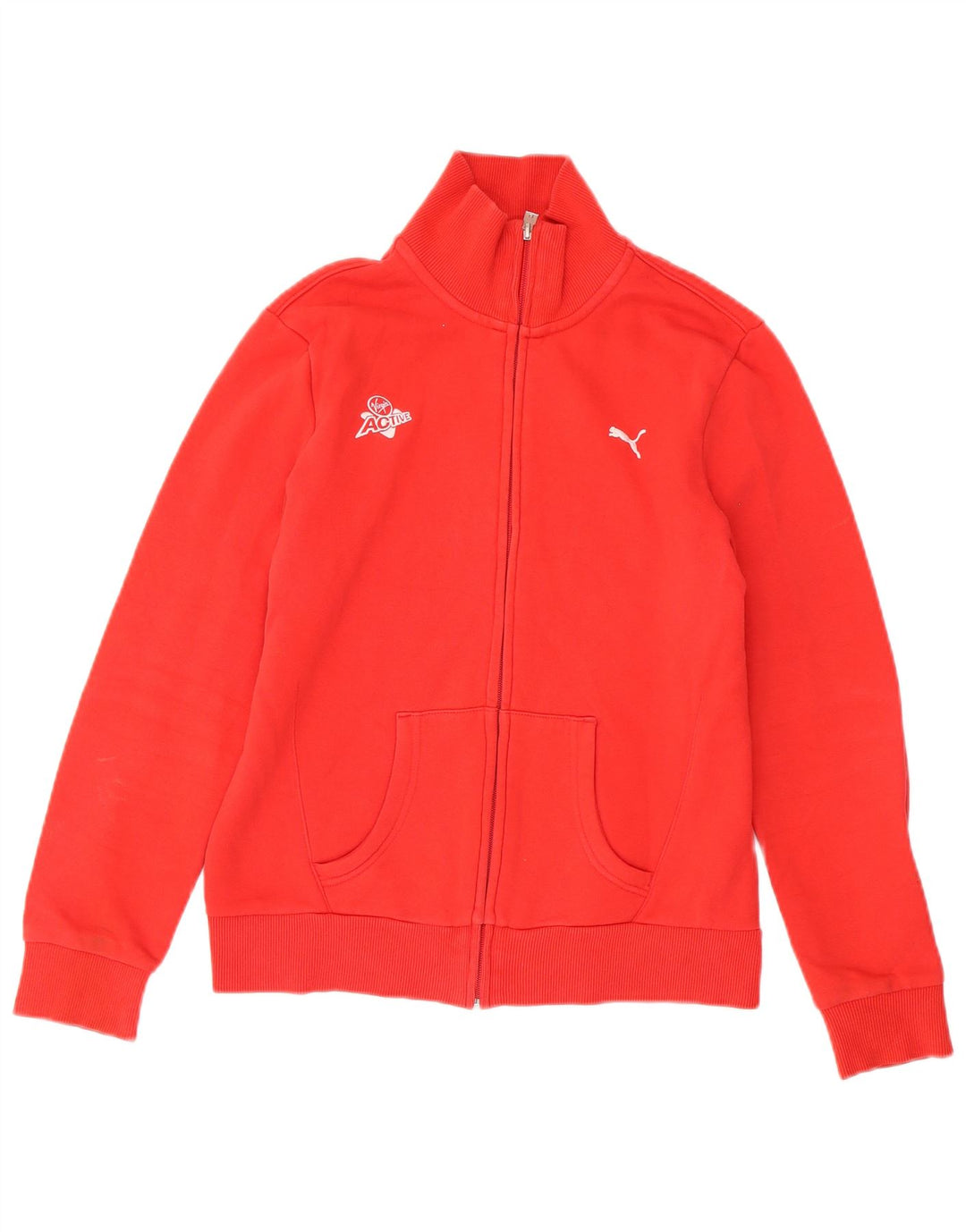 Puma Damen-Trainingsanzug-Top-Jacke, UK 14, mittelrote Baumwolle