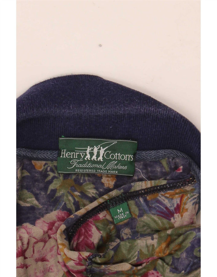 Henry Cottons Herren-Poloshirt, mittelgroß, Marineblau mit Blumenmuster