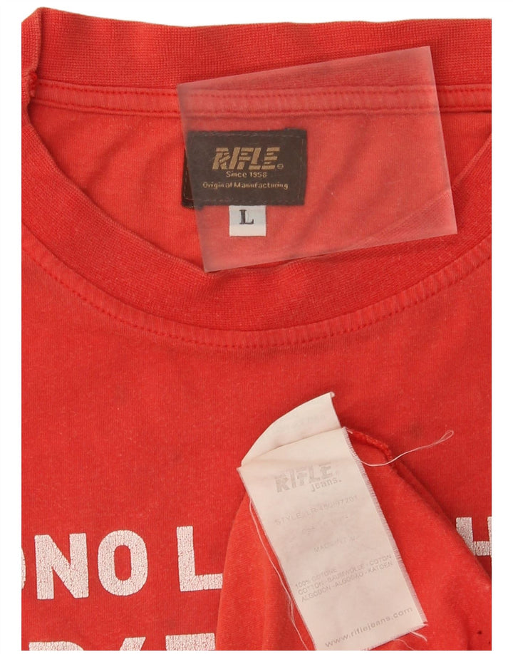 Rifle Herren-T-Shirt mit Grafik, groß, aus roter Baumwolle