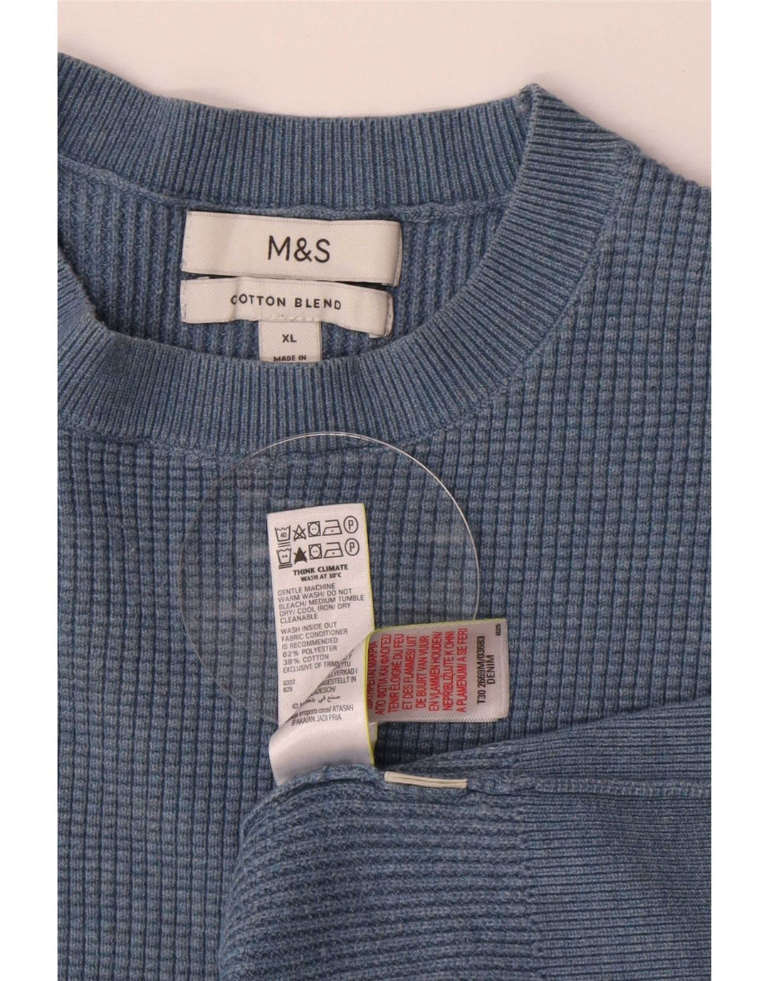 Marks & Spencer Herren-Pullover mit Rundhalsausschnitt, XL, Blau, Polyester