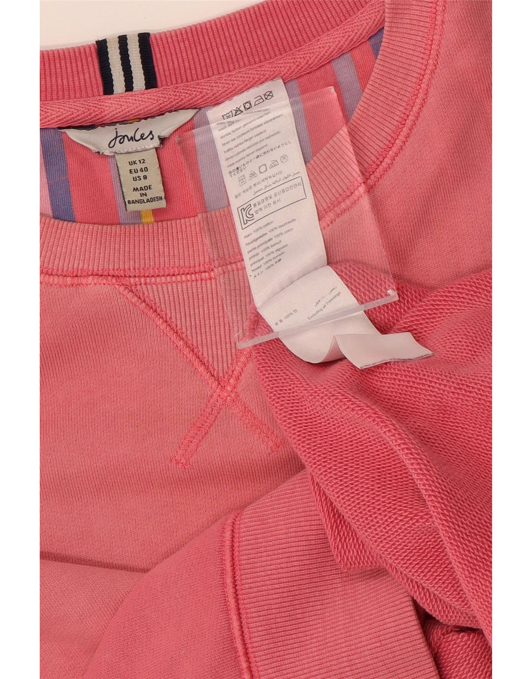 JOULES Womens Oversized Sweatshirt Jumper UK 12 Medium Pink Cotton