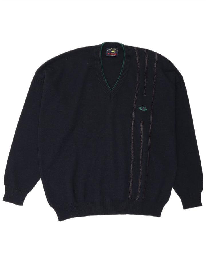 Il Granchio Herren-Pullover mit V-Ausschnitt, XL, marineblaue Wolle