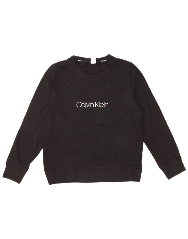 CALVIN KLEIN Damen Grafik-Sweatshirt-Pullover UK 14 Mittelschwarze Baumwolle