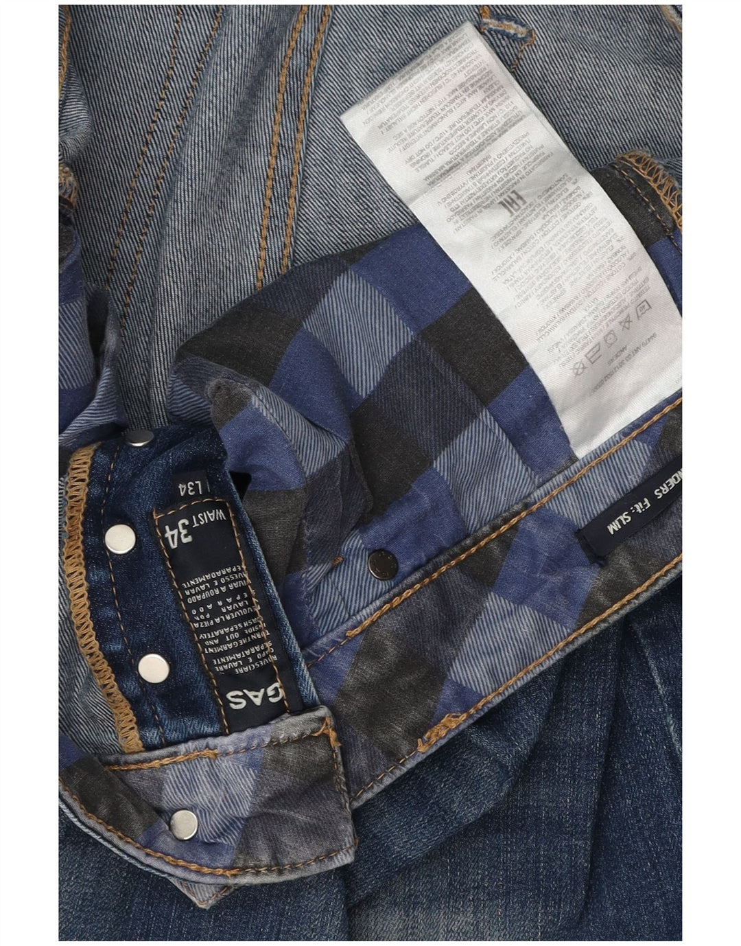 GAS Herren Distressed Slim Jeans W34 L34 Blaue Baumwolle