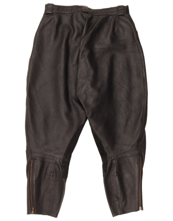Vintage Herren Moto Racer Lederhose W30 L26 Schwarzes Leder