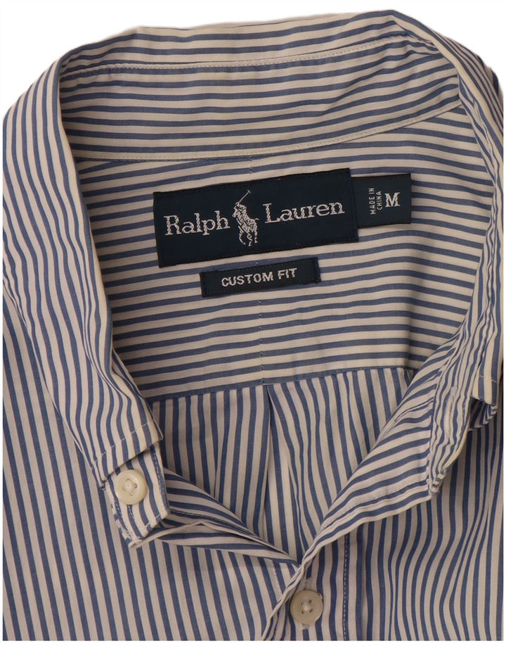 RALPH LAUREN Herren-Hemd mit individueller Passform, mittelblau, gestreift, Baumwolle