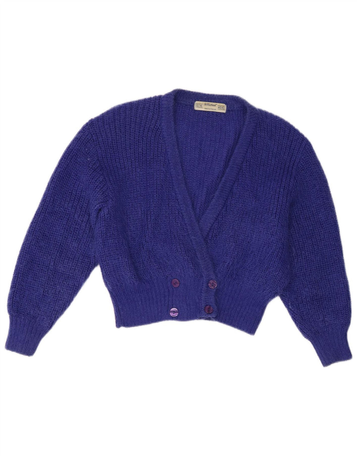St Michael Damen-Cardigan-Pullover UK 12/14 Mittelblaues Mohair