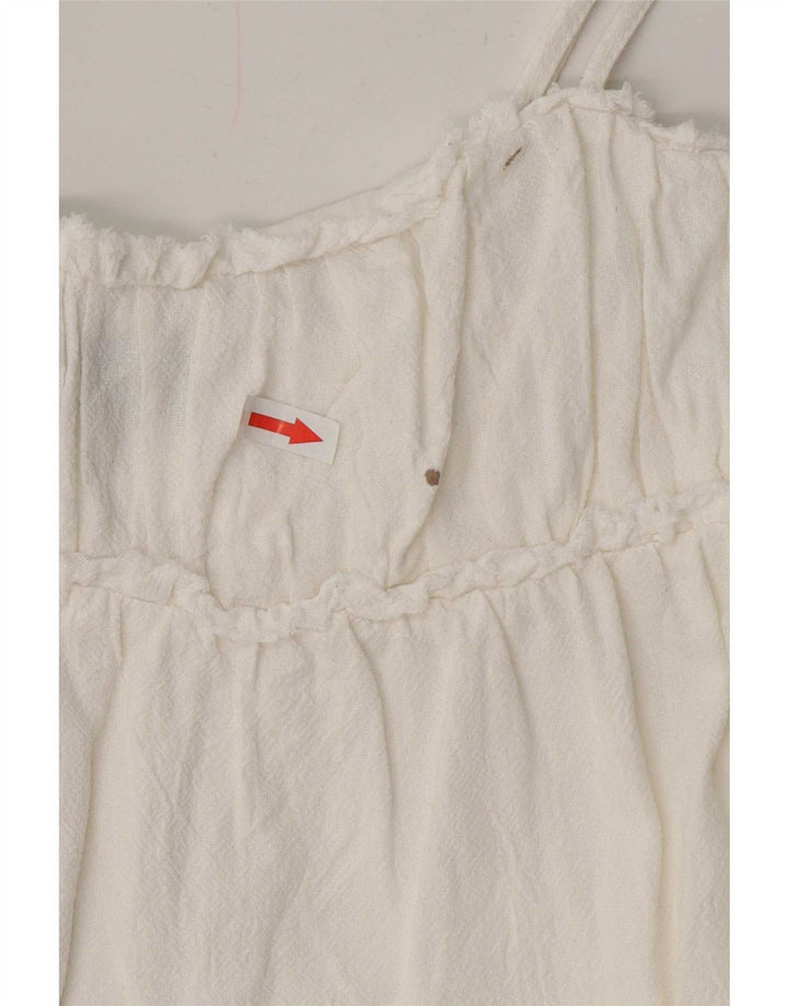 Zara Damen Sommerkleid UK 12 Mittelweiße Baumwolle