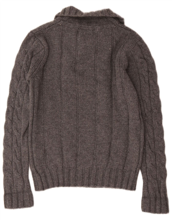 Jack & Jones Herren-Pullover mit Knopfkragen, Größe S, graue Wolle