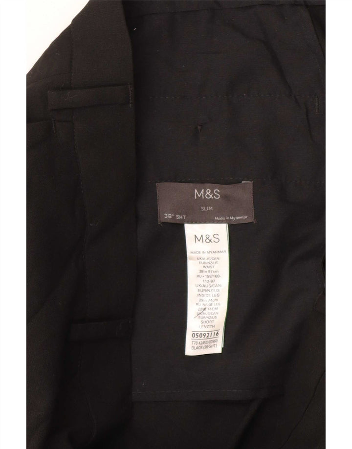 Schmal geschnittene Herrenhose von Marks & Spencer, W38, L25, schwarzes Polyester