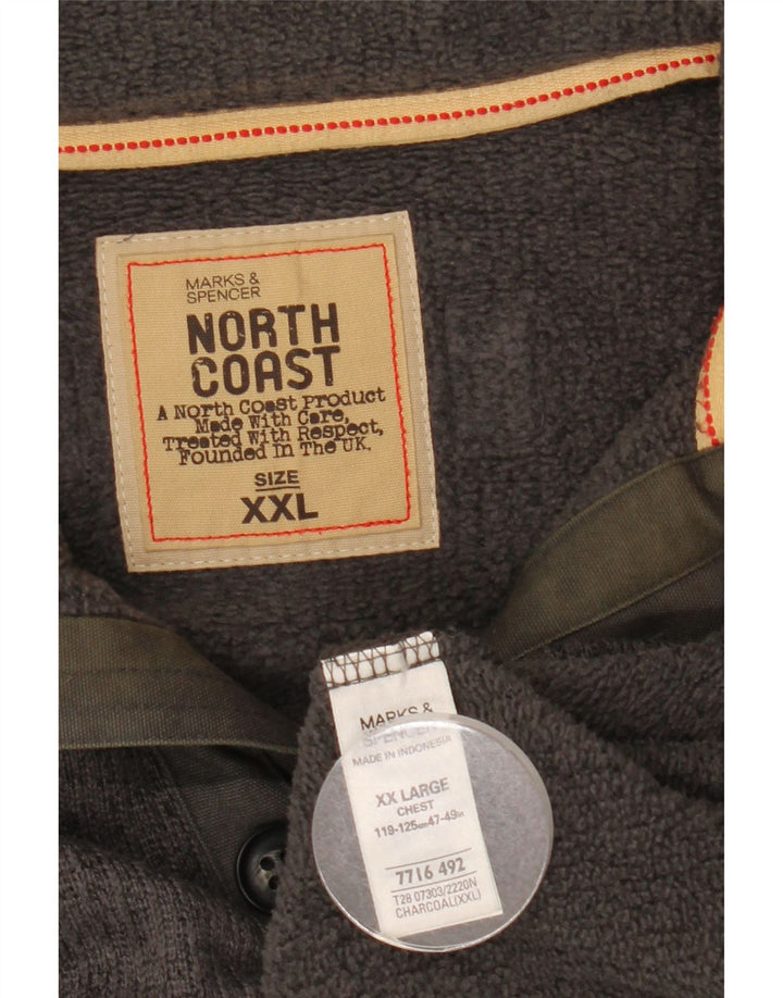 Marks & Spencer Herren-Sweatshirt mit Knopfkragen, 2XL, grau, Polyester