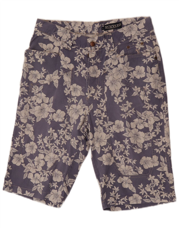 Jeckerson Herren-Bermudashorts W31 Mittelblaue geblümte Baumwolle