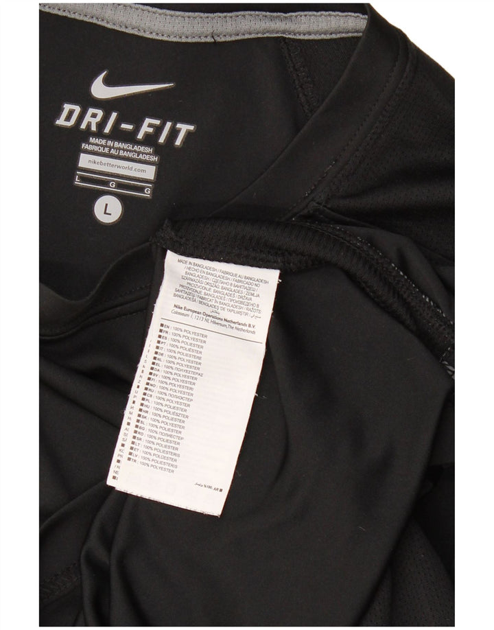 NIKE Herren Dri Fit T-Shirt Top Large Schwarz Polyester