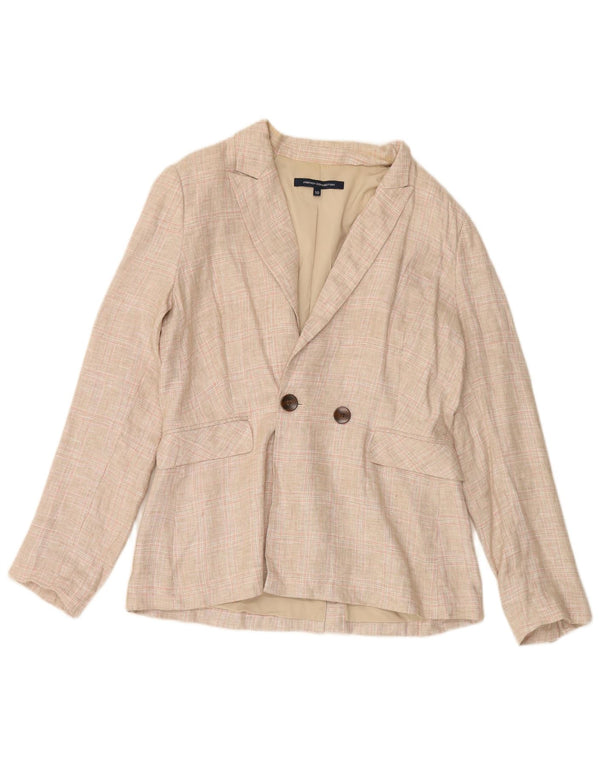 FRENCH CONNECTION Damen-Blazer in Übergröße, Gr. 10, klein, beige kariert