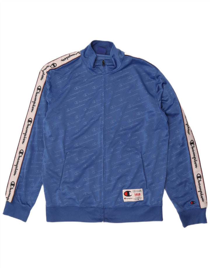 Champion Herren-Trainingsanzugoberteil mit Grafik, XL, blaues Farbblock-Polyester