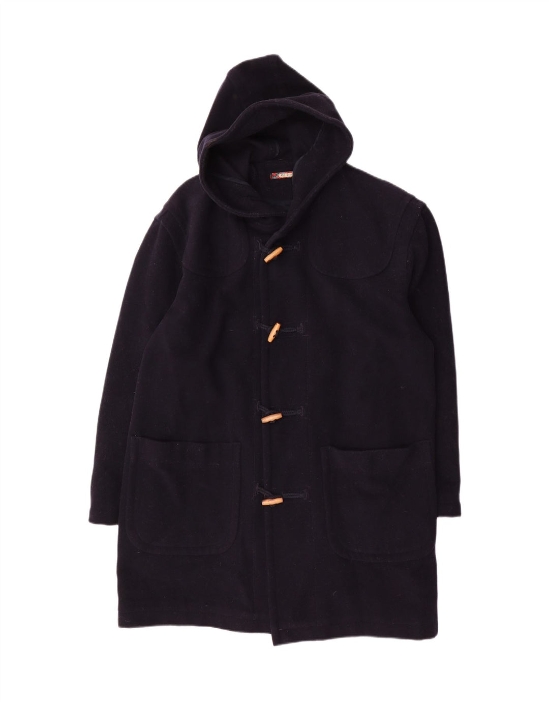 Sisley Herren Relaxed Elegance Kapuzen-Dufflecoat UK 36 Small Marineblaue Wolle