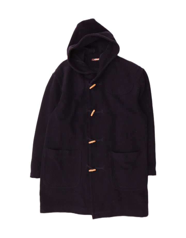 Sisley Herren Relaxed Elegance Kapuzen-Dufflecoat UK 36 Small Marineblaue Wolle