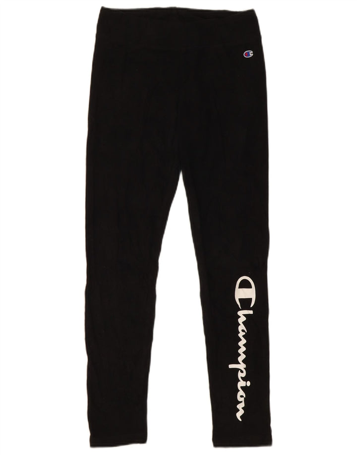 Champion Mädchen-Leggings mit Grafik, 9–10 Jahre, mittelgroß, schwarze Baumwolle