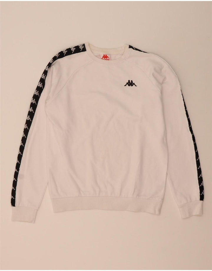 Kappa Herren-Sweatshirt mit Grafik, Größe S, weiße Farbblock-Baumwolle