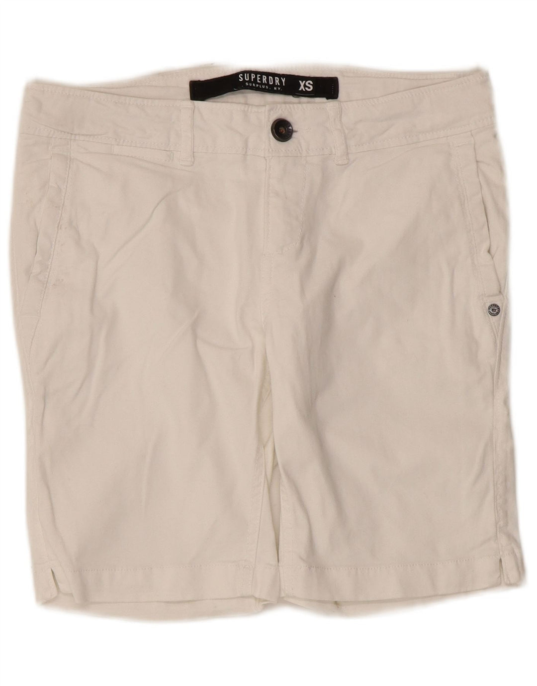 Superdry Damen Chinoshorts XS W30 Weiße Baumwolle