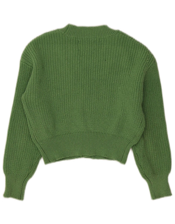 Zara Crop Cardigan für Mädchen, 9–10 Jahre, grünes Polyester