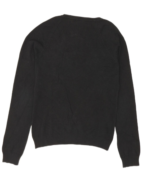 Zara Damen-Pullover mit V-Ausschnitt, Gr. 14, Größe L, Schwarz, Baumwolle