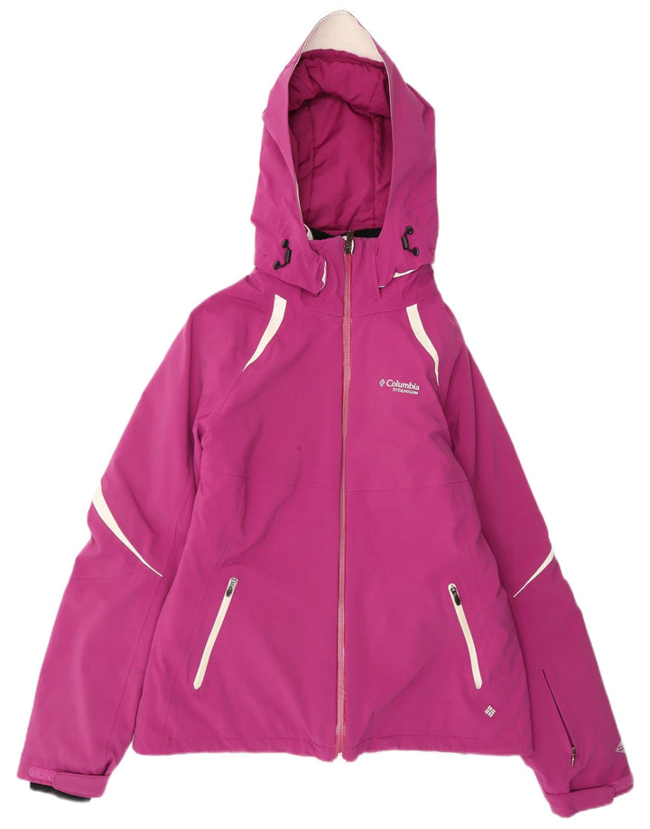 COLUMBIA Womens Titanium Hooded Rain Jacket UK 14 Medium Pink