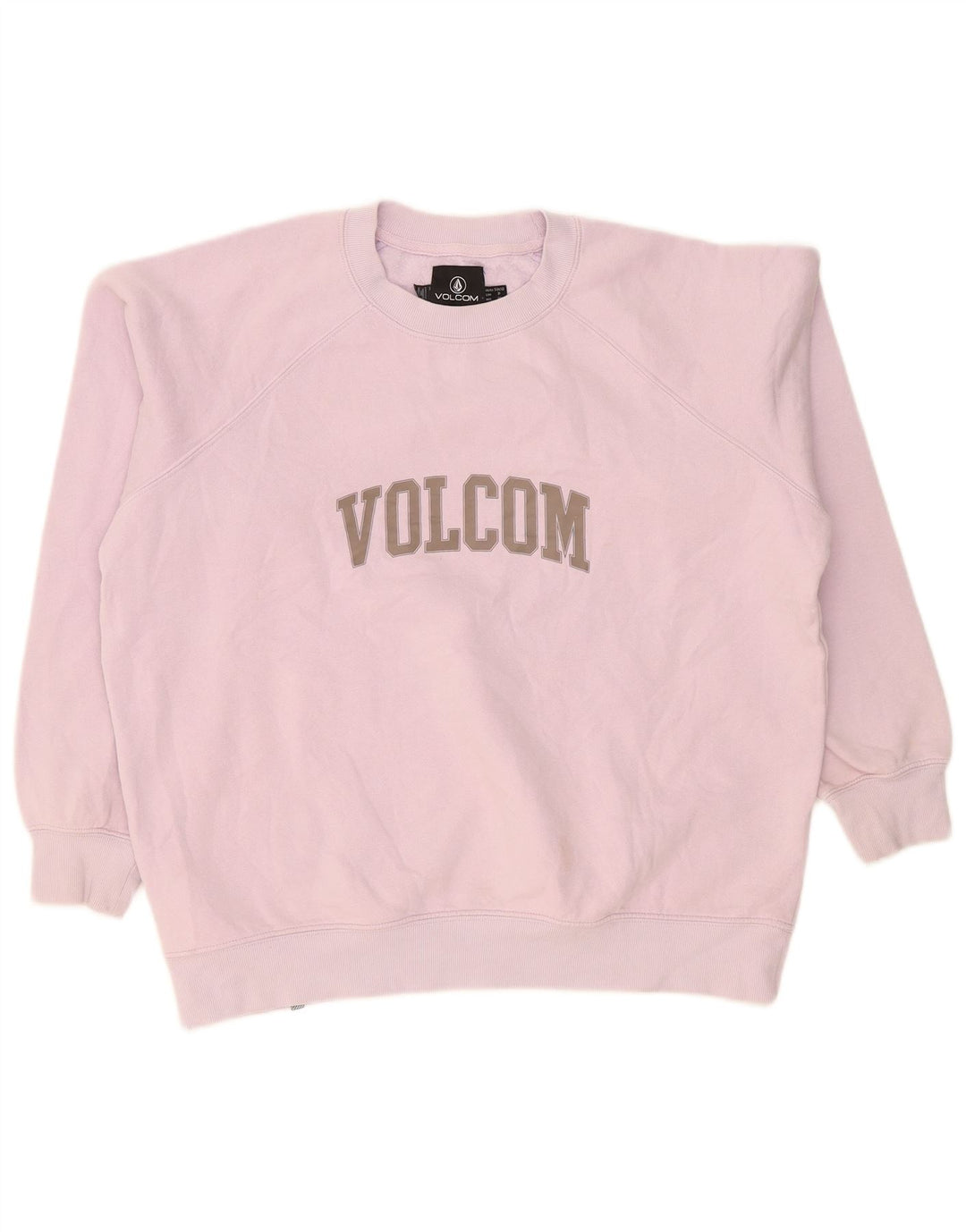 Volcom Womens Graphic Oversized Sweatshirt Pullover US 4/6 Small Rosa Baumwolle