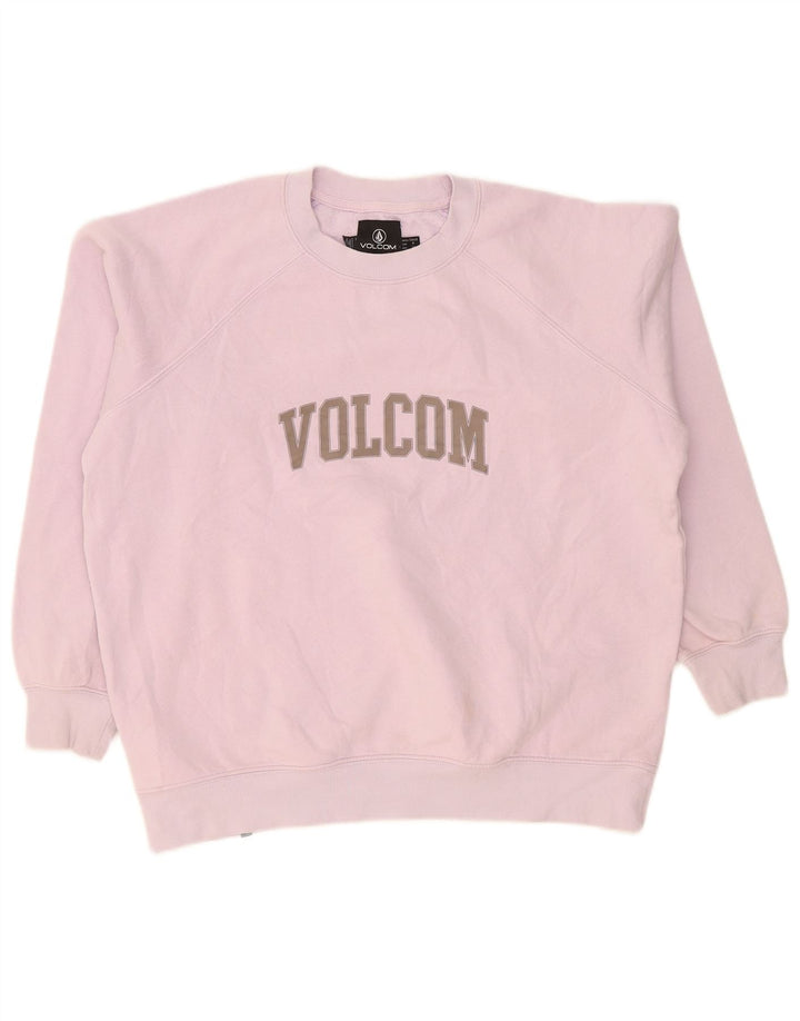 Volcom Womens Graphic Oversized Sweatshirt Pullover US 4/6 Small Rosa Baumwolle