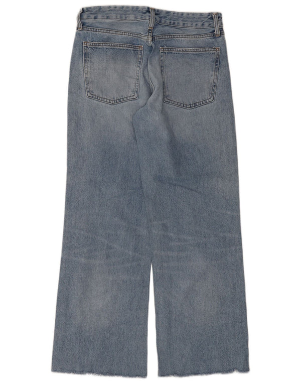 Zara Damen Distressed Jeans mit weitem Bein EU 38 Small W28 L29 Blaue Baumwolle