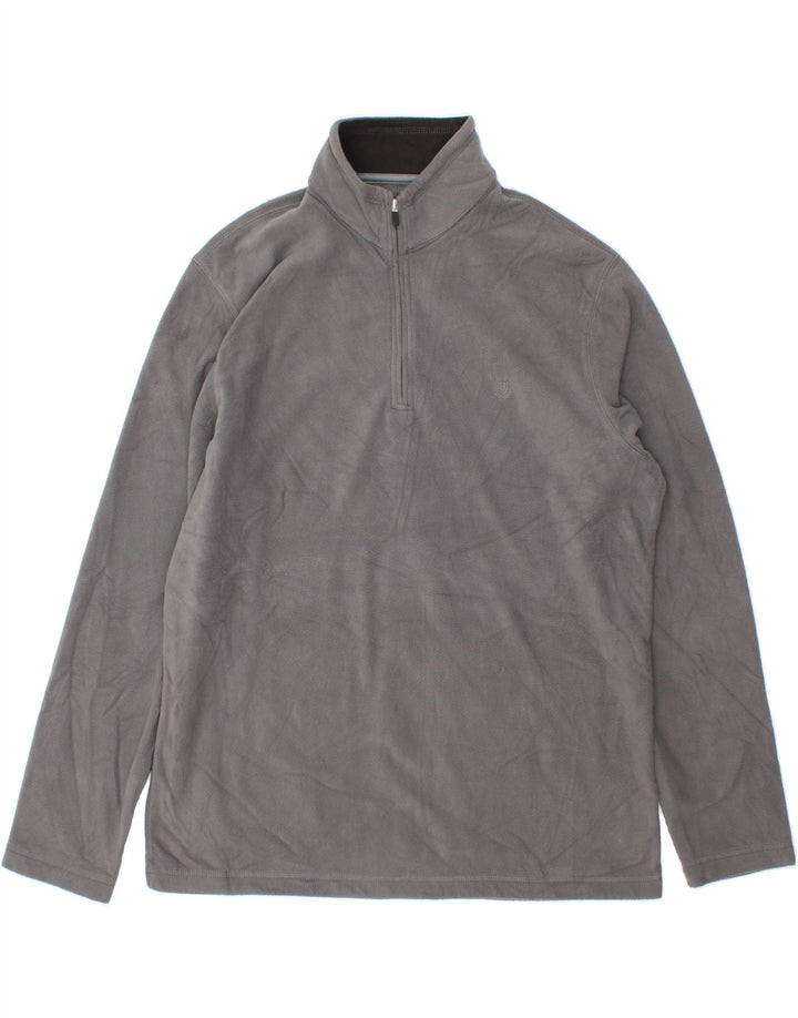 CHAPS Mens Zip Neck Fleece Jumper Large Grey Polyester Vintage Chaps and Second-Hand Chaps from Messina Hembry 