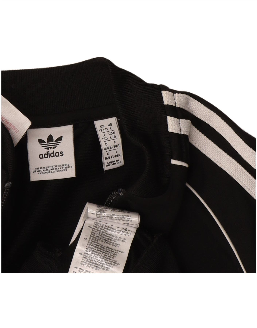 ADIDAS Jungen-Trainingsanzug-Top-Jacke, 13–14 Jahre, schwarzes Polyester