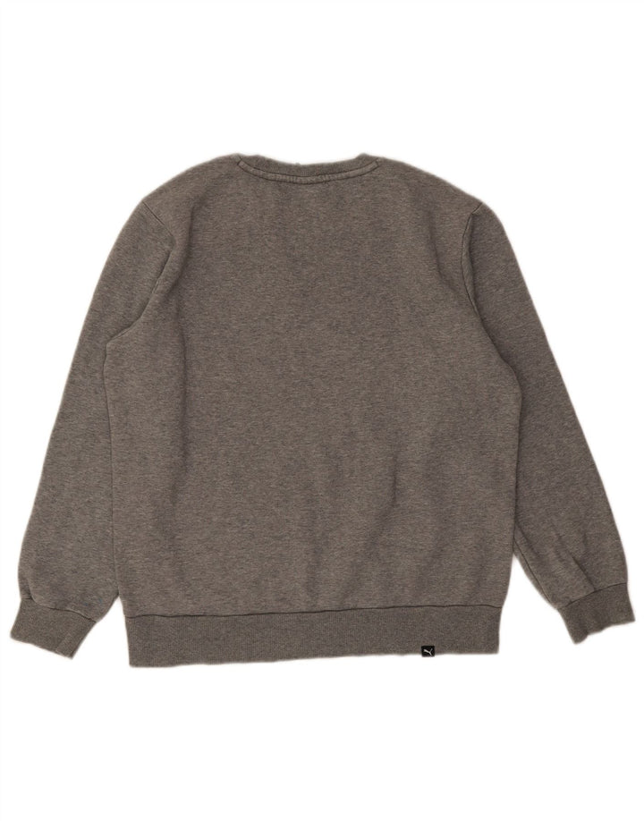PUMA Herren Grafik-Sweatshirt-Pullover aus mittelgrau gefleckter Baumwolle