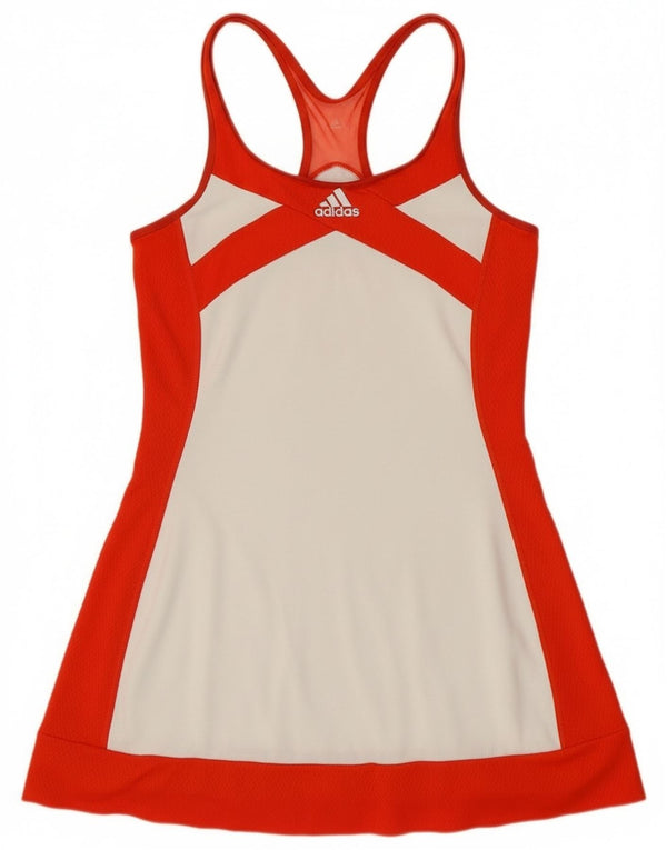 Adidas Damen Graphic Halter Dress UK 10 Small Red Colourblock Sports