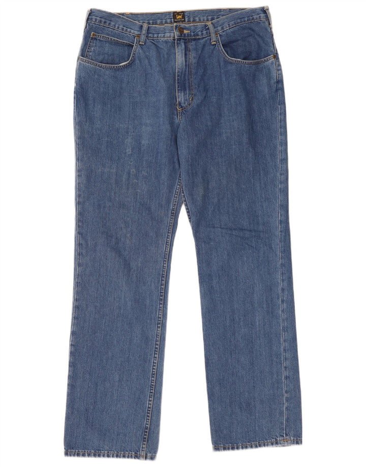 Lee Herren Brooklyn Straight Jeans W38 L32 Blaue Baumwolle
