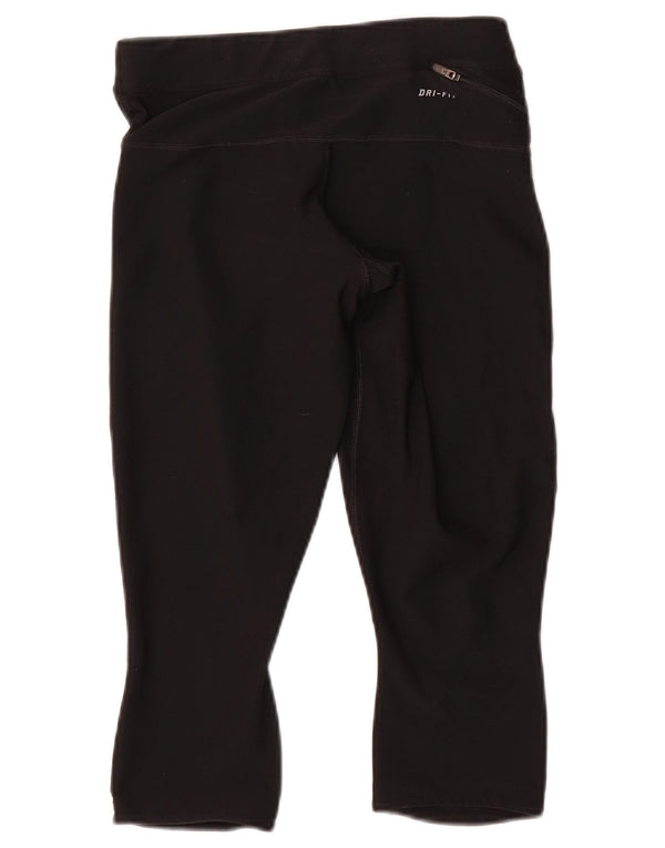 Nike Damen Dri Fit Capri Leggings UK 14 Medium Schwarz