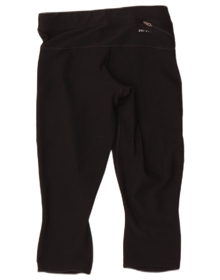 Nike Damen Dri Fit Capri Leggings UK 14 Medium Schwarz