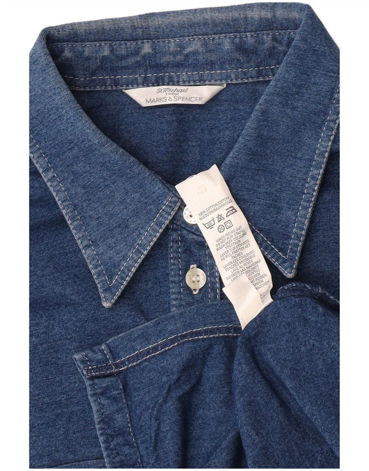 Marks & Spencer Damenhemd UK 14 Mittelmarineblaue Baumwolle