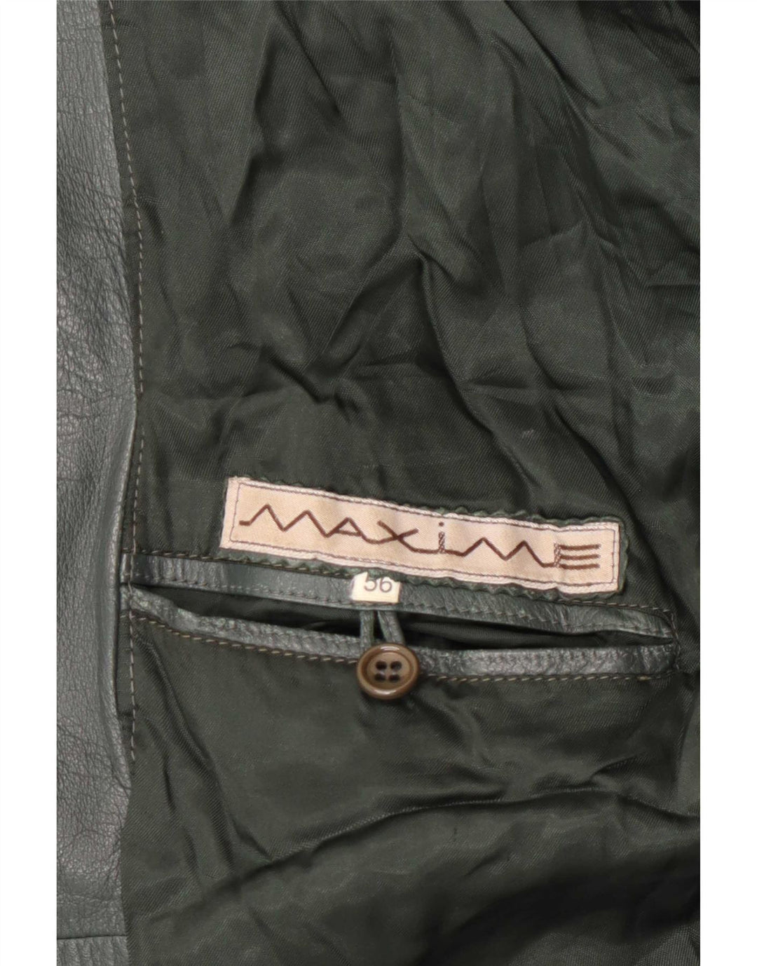 Maxime Herren Lederjacke IT 56 3XL Khaki Farbblock
