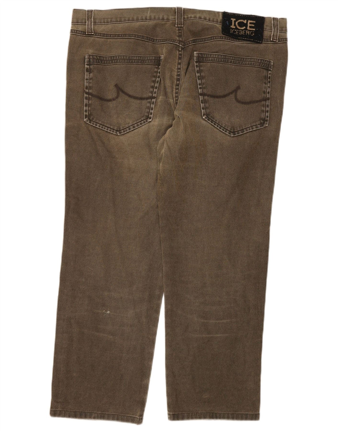 ICEBERG Herren Straight Jeans W38 L27 Khaki Baumwolle