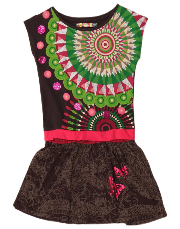 Desigual Mädchenkleid mit tiefer Taille, 11–12 Jahre, mehrfarbig, Paisley-Schmetterling