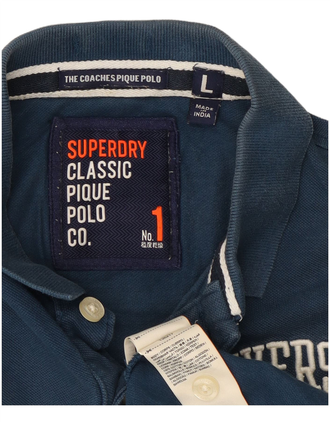 Superdry Herren-Poloshirt mit Grafik, groß, aus blauer Baumwolle
