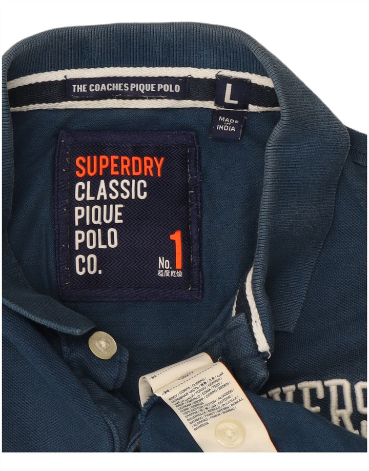 Superdry Herren-Poloshirt mit Grafik, groß, aus blauer Baumwolle