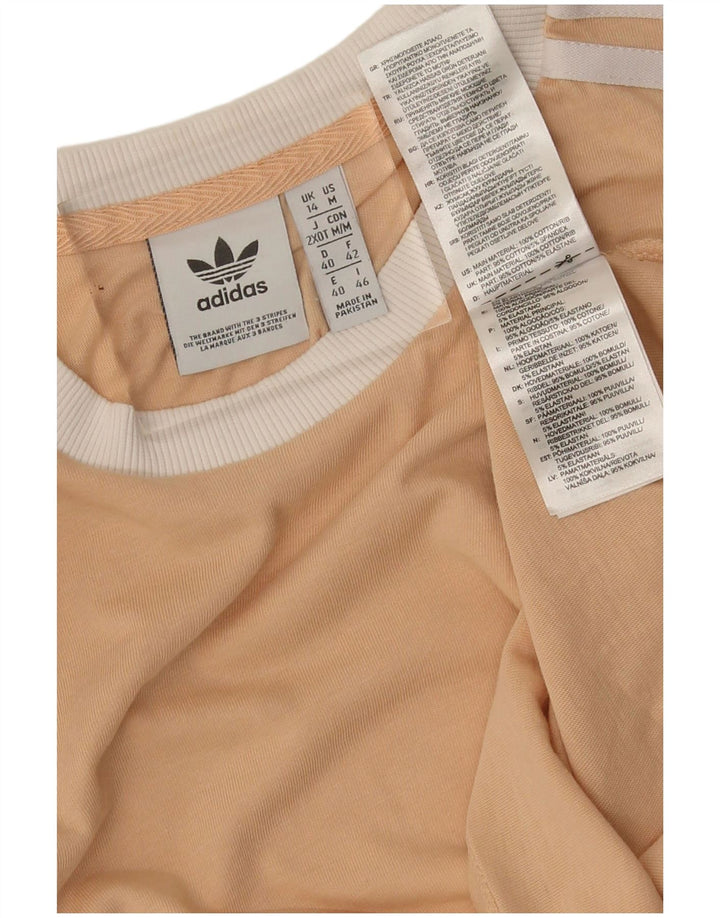 Adidas Damen T-Shirt Top UK 14 Medium Beige Baumwolle