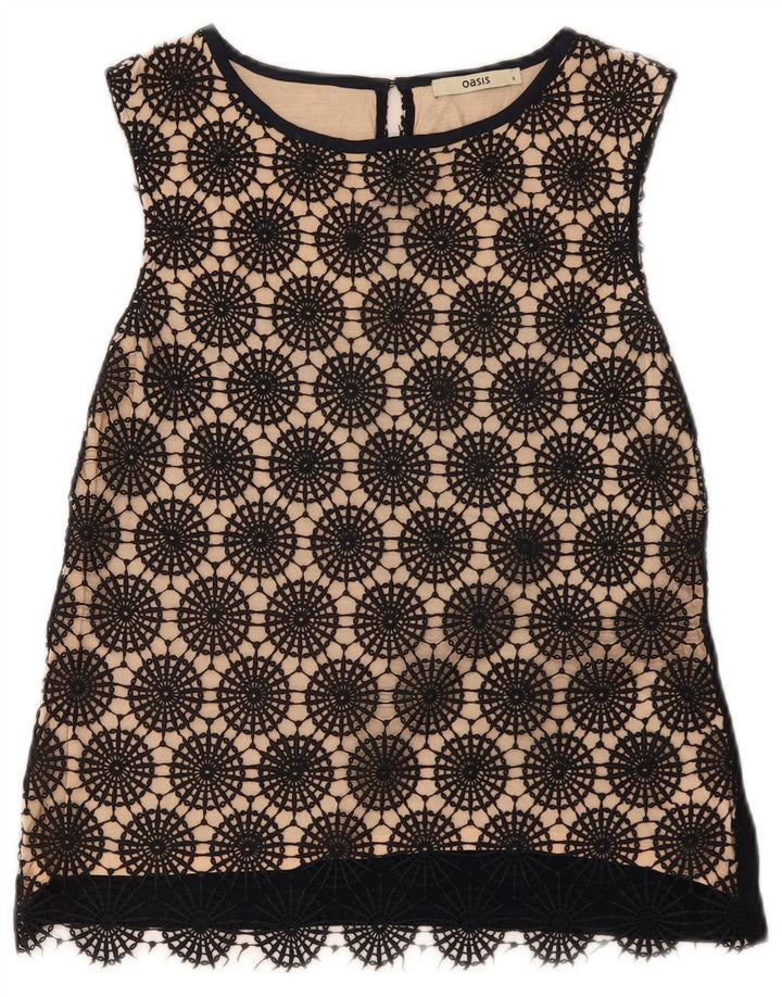 Ärmelloses Spitzenblusenoberteil für Damen von Oasis, Größe S, Schwarz, Geometrisch