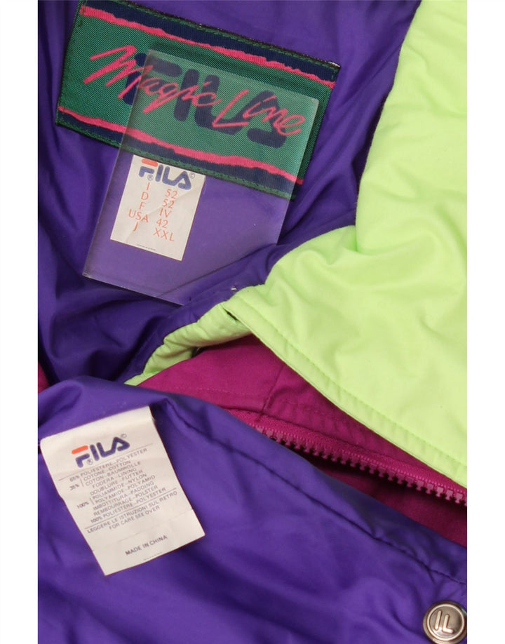 Fila Wattierte Herrenjacke mit Kapuze IT 52 XL Pink Colourblock Polyester