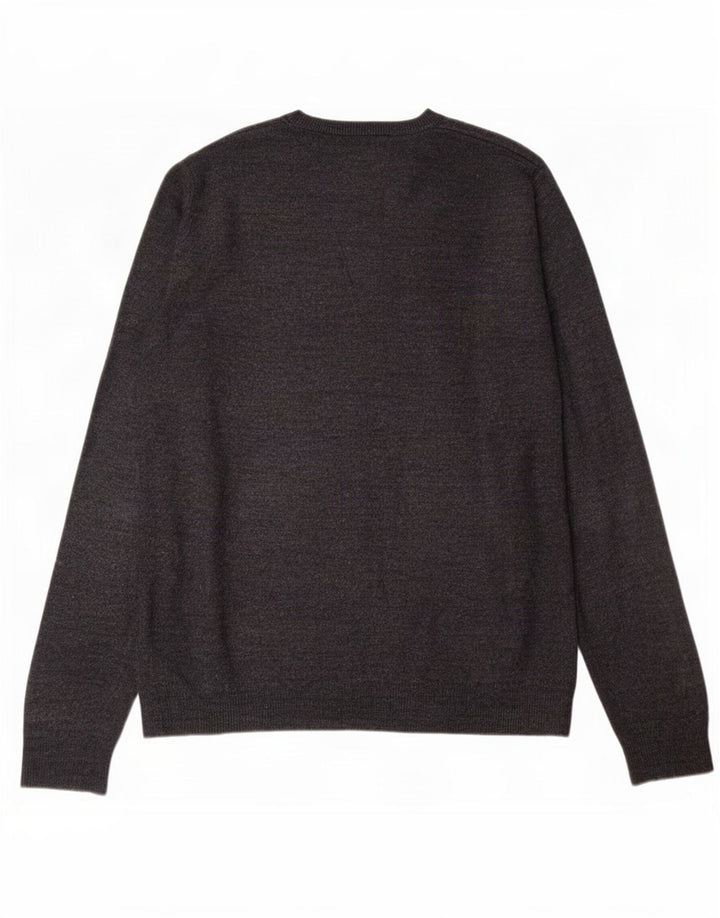 Marks & Spencer Herren-Pullover mit V-Ausschnitt, reguläre Passform, mittelgraues Acryl
