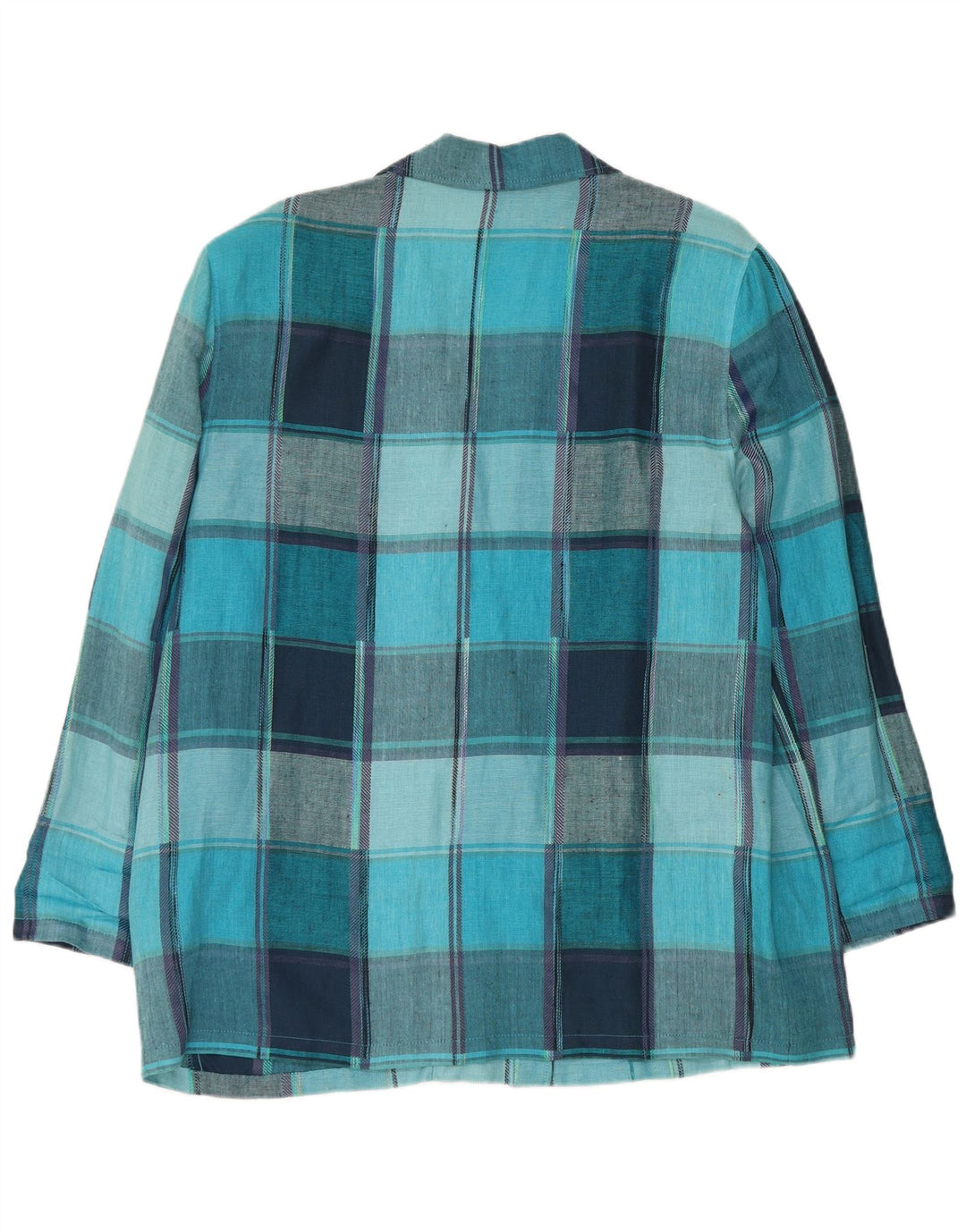 Vintage Damen 2-Knopf-Blazerjacke UK 18 XL Blau karierte Viskose