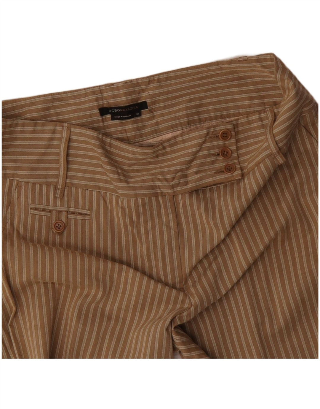 MAX MARA Damen-Freizeithose mit weitem Bein, US 10, Größe L, W34, L32, braun gestreift